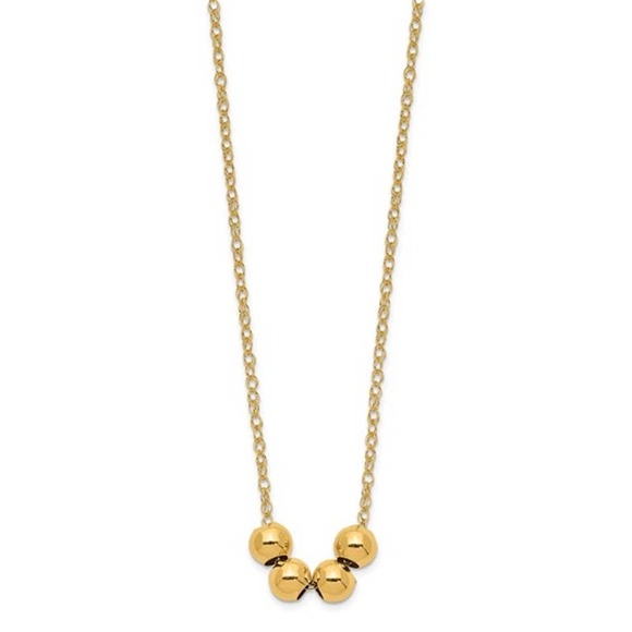 Solid 14K Yellow Gold 4mm Bead Necklace Women's 18"